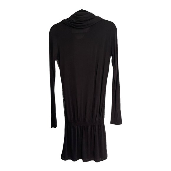 Jil Sander Black Long Sleeve Sequin Mini Dress Size 8 Scarf Collar Italy READ - Picture 4 of 9